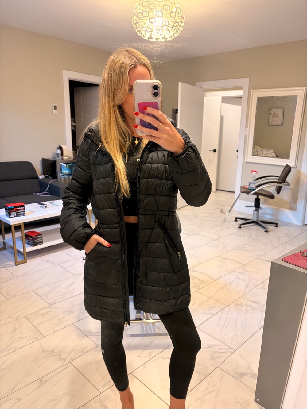 Zara Classic Black Quilted Puffer Coat - Women's